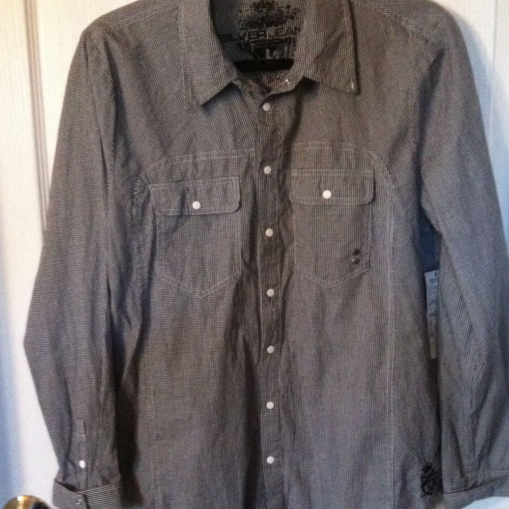 Silver long sleeved button shirt